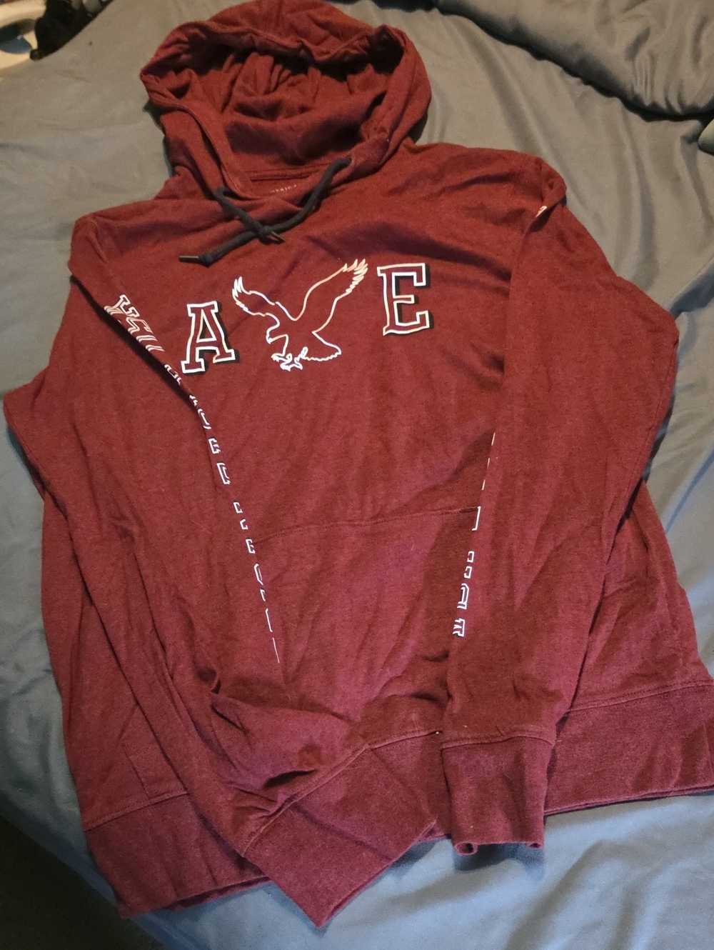 Unisex American Eagle Hooded Pullover Tee Hoodie - Maroon